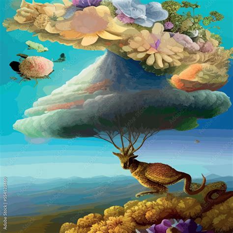 surreal landscape background design  dreamy shapes  colors