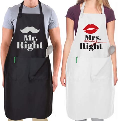 Zulay Kitchen Funny Aprons For Men Women And Couples Mr Right And Mrs