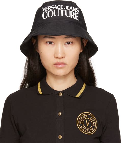 Chapeau Bob Noir Logo Versace Jeans Couture En Solde