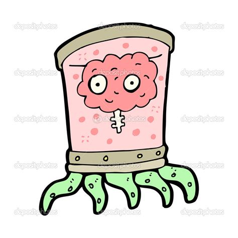 Cartoon brain in jar — Stock Vector © lineartestpilot #13569558