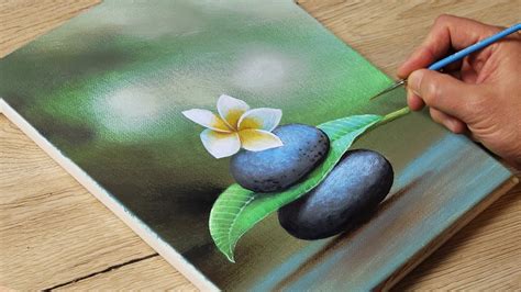 Painting A Very Simple Flower On A Stone Acrylic Painting Vadym Art