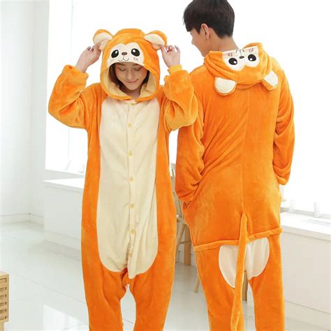 Golden Monkey Animal Pajamas Unisex Adult Pajamas Flannel Pajamas