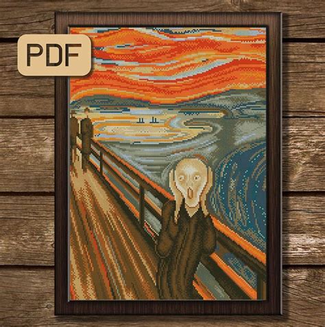 Munch The Scream Cross Stitch Pattern Fine Art Crossstitch Pdf Famous