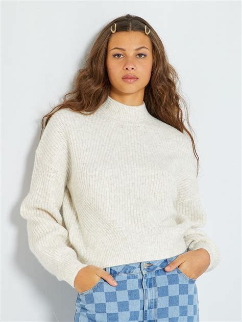 Pull En Maille Tricot Blanc Cass Kiabi