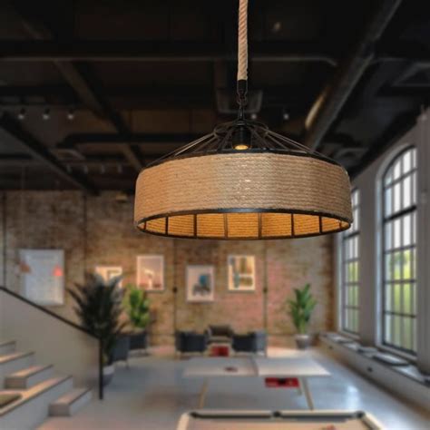 Idegu Lustre Suspension En Corde Chanvre Industrielle Lampe Plafonnier