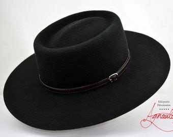 Bolero Hat The BOLERO Black Wool Felt Flat Crown Wide Brim Hat Men