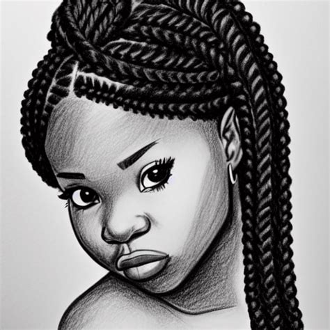 Black Girl With Braids Drawing Creative Fabrica