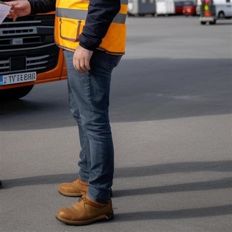Two Professional Truck Drivers Stand In Front Of The Big Truck