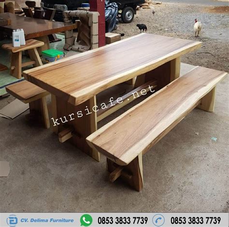 Jual Meja Makan Kayu Trembesi Solid Waterbased Harga Murah