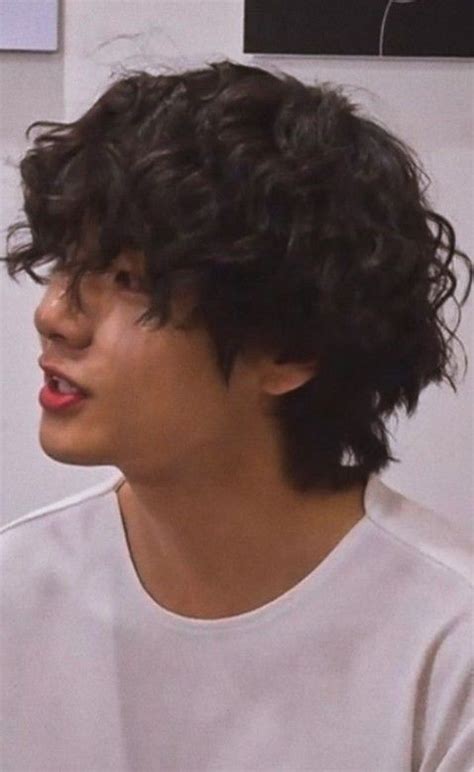 My Tae 😇🐯🤗👌💜 In 2024 Wavy Hair Men Curly Asian Hair Perm Hair Men