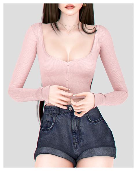 Open Front Button Cardigan Backtrack Sims Mods Clothes Sims