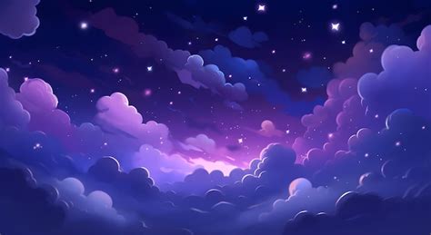 Un Cielo Morado Con Nubes Y Estrellas Foto Premium