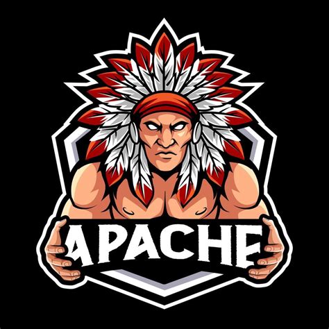 Apache Indian Chief Mascot Esport Logo Design Character Vector