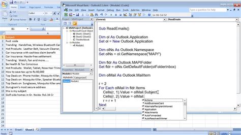 Excel Macro To Extractread Outlook Emails Lecture 6 Youtube