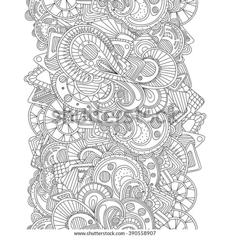 Abstract Doodle Seamless Border Zentangle Style Stock Vector Royalty