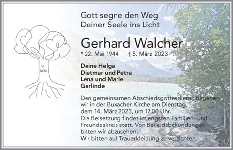 Traueranzeigen Von Gerhard Walcher Augsburger Allgemeine Zeitung