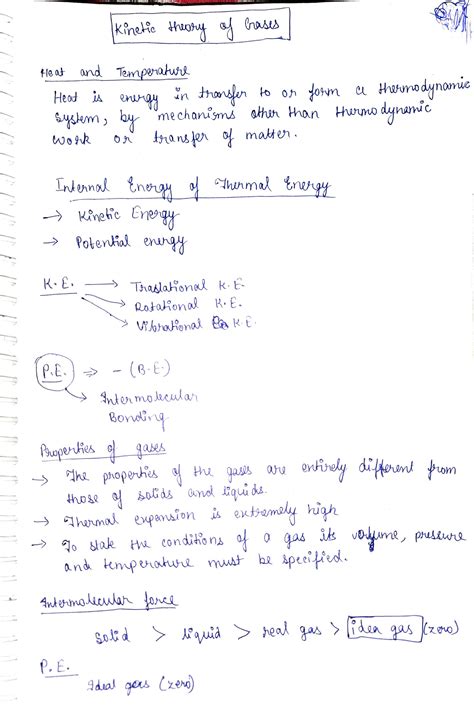 Solution Kinetic Theory Of Gases And Thermodynamics Notes Jee Main