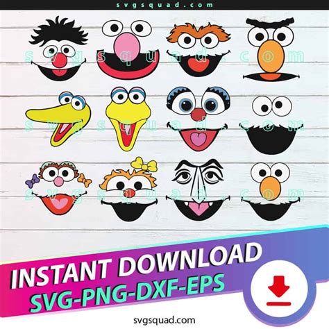 Sesame Street Faces Bundle Svg Sesame Street Svg Layered Elmo Svgland