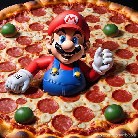Super Mario Con Pizza Stable Diffusion Online