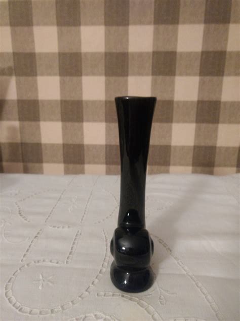 Frankoma Pottery Black Snail Footed Bud Vase 31 Etsy