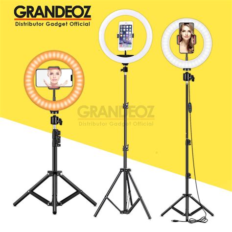 Jual SET RING LIGHT 26 CM STAND RINGLIGHT 26CM LAMPU TRIPOD SELFIE