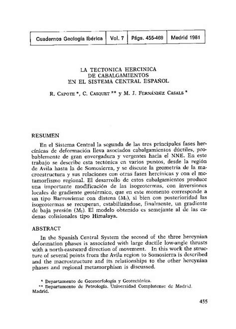 Pdf Madrid La Tectonica Hercinica Resumendigital Csic Es