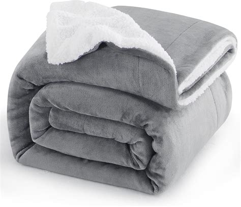 Aisbo Sherpa Fleece Blanket Grey Throws Thick Warm Soft Throw Blanket