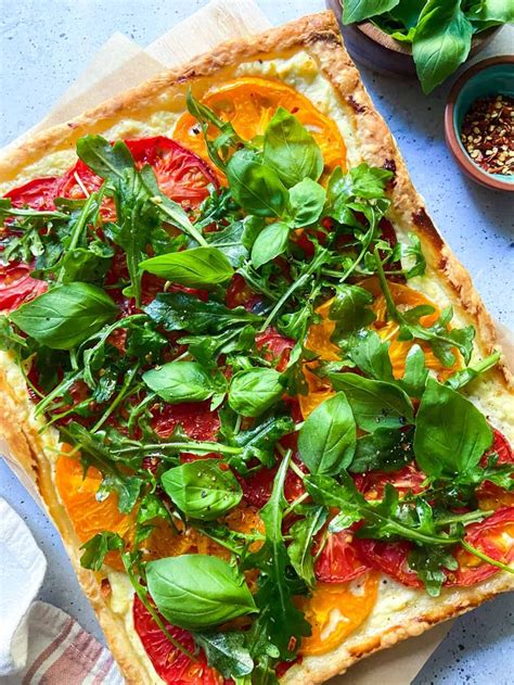 Puff Pastry Tomato Ricotta Tart With Arugula Recipe Tomatoes