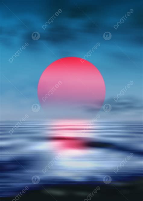 Ocean Sunset Red Sun Background, Ocean, Sunset, Red Background Image for Free Download