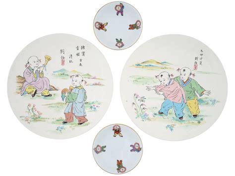 At Auction Vintage 20th C Chinese Porcelain Plates With Kids