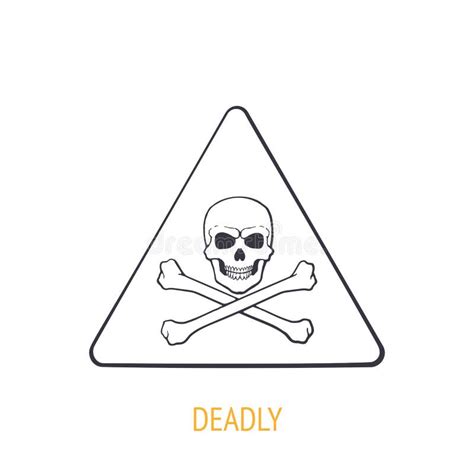 Deadly Danger Symbol With Skull And Crossbones Outline Icon Vector