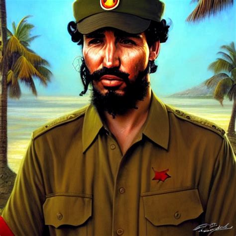 KREA AI Epic Portrait Of Justin Trudeau As Fidel Castro Ha