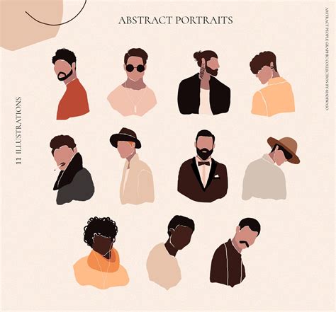 Abstract Men Portraits Abstract Male Poster Man Print Faces Etsy