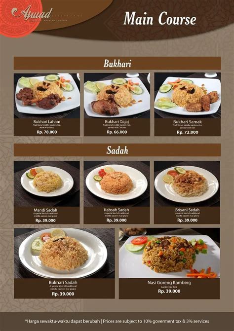 Menu At Ajwad Resto Restaurant Jakarta Jl Raya Condet No50 Rw3