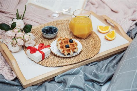 Romantic breakfast in bed 5385876 Stock Photo at Vecteezy