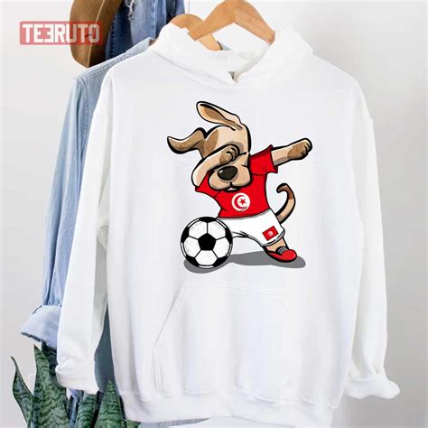 Dabbing Dog Tunisia Soccer Jersey Tunisian Football Team Unisex Hoodie