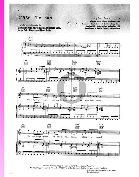 Chase The Sun Planet Funk Piano Sheet Music Oktav