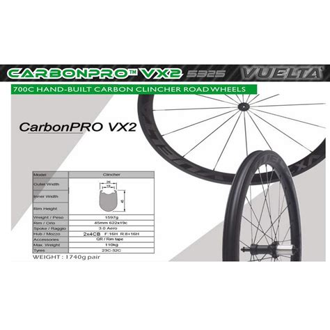 VUELTA CARBON PRO VX2 700C HAND BUILT CLINCHER ROAD BIKE WHEEL SET