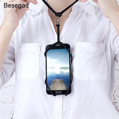 Besegad Cell Phone Lanyard Holder Cover Phone Neck Strap Necklace Sling For Iphone 6s 7s Plus 8