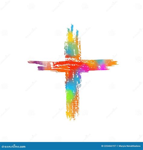 Multi Colored Cross Cross Made Of Rainbow Blots Vector Illustration