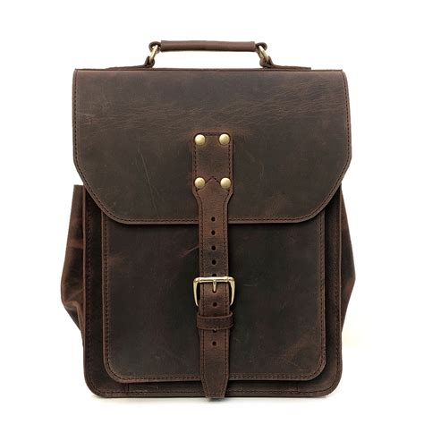 Messenger Backpack - Leather Hybrid Laptop Bag, Converts to Backpack ...