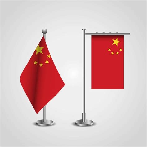 Premium Vector China Flag Design With Flag Stand Vector