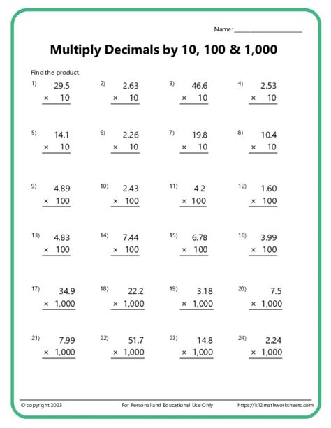 Free Multiply Decimals Worksheet Download Free Multiply Decimals