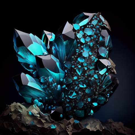 Premium Photo Shiny Sea Blue Crystal Turquoise Gem Isolated On Black