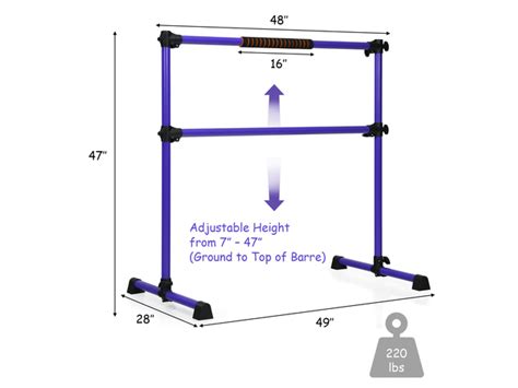 Goplus Portable Ballet Barre 4ft Freestanding Adjustable Double Dance