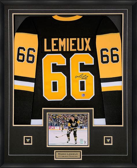 Lot Detail Mario Lemieux Signed Framed Pittsburgh Penguins Ccm Home