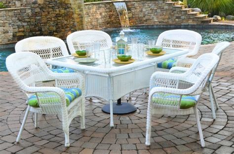 Tortuga Outdoor Portside 5pc Wicker Dining Set W Cushions White 5