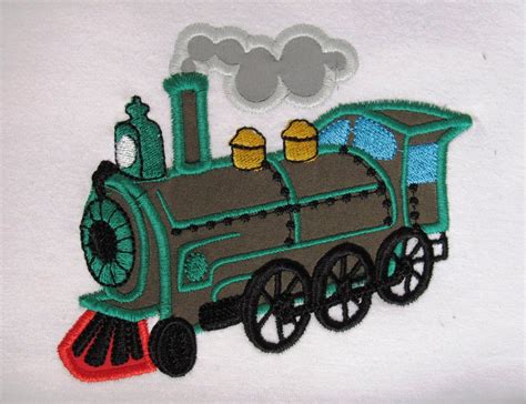 Real Steam Train Machine Embroidery Applique Designs