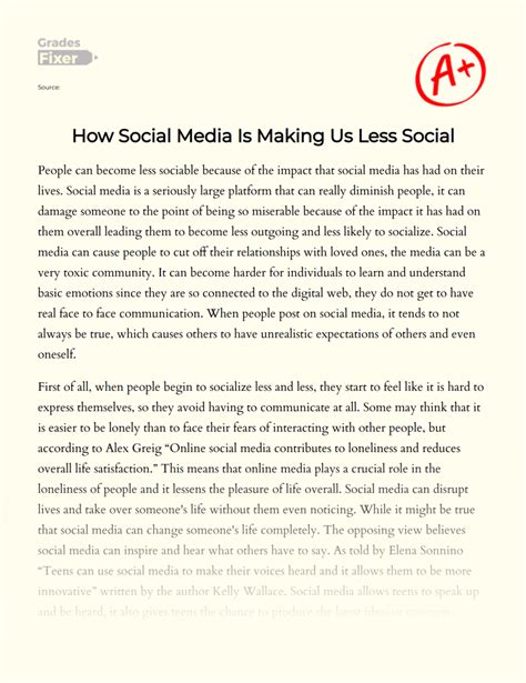 How Social Media Is Making Us Less Social [essay Example] 728 Words