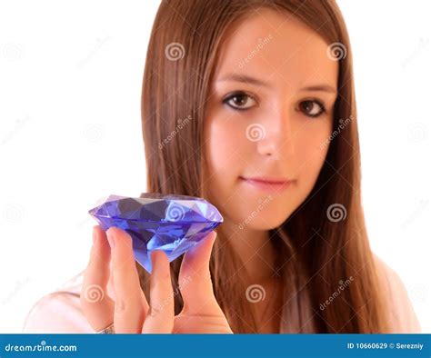 Young Woman With Diamond Isolated Stock Image Image Of Girl Female